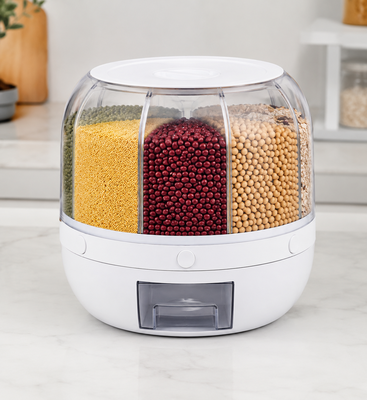Rotating 6-Grid Grain & Cereal Dispenser